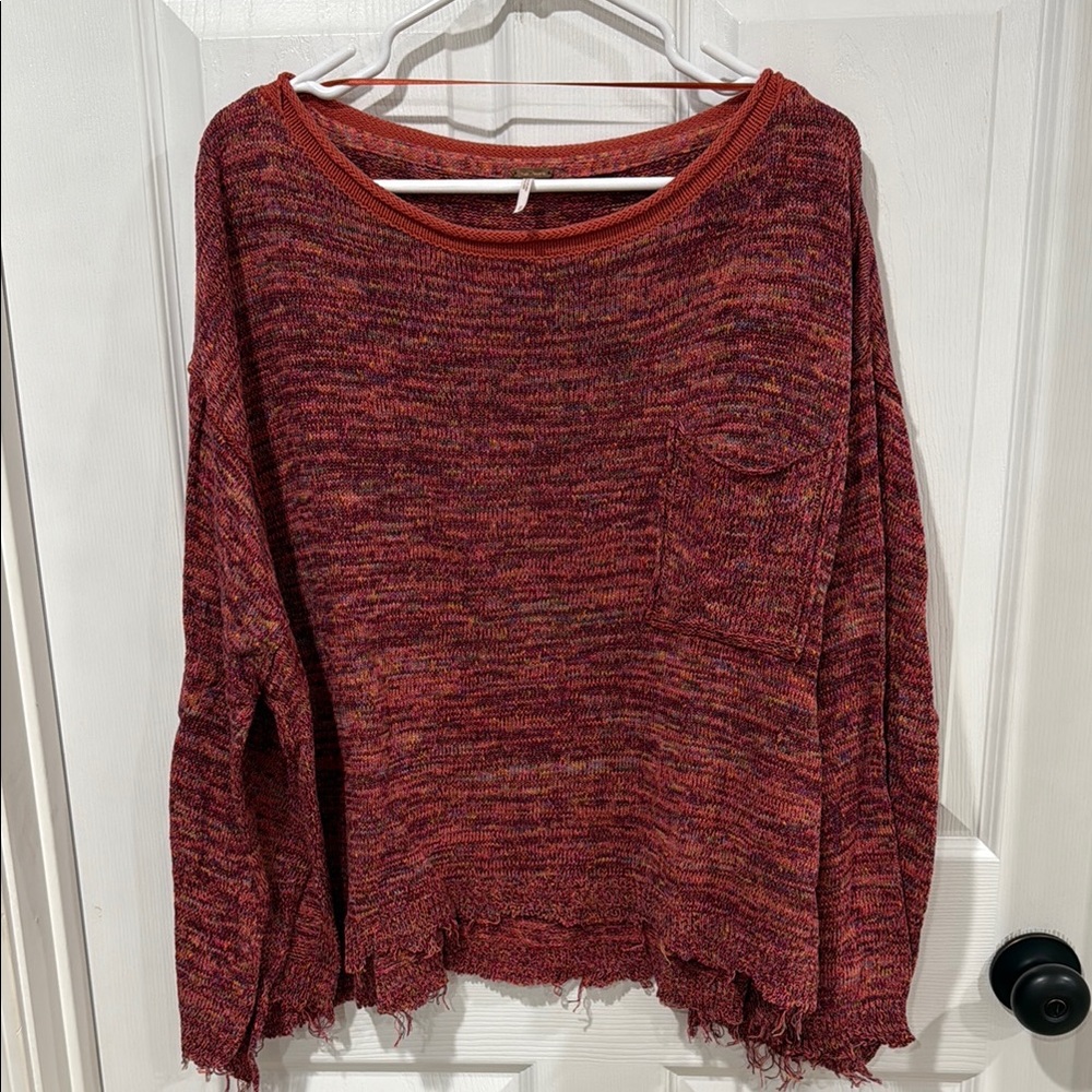 Red Multicolor Knit Sweater